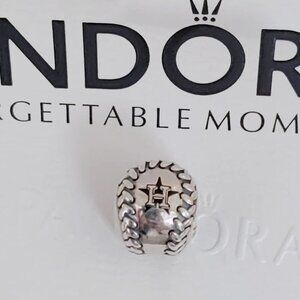 Pandora Houston Astros MLB Baseball Charm S925 Silver with box